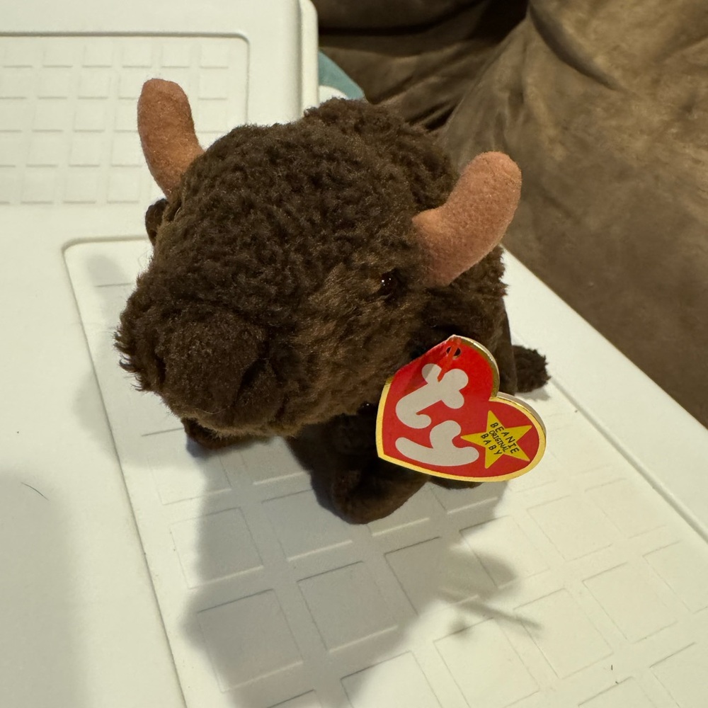Ty Roam Buffalo Plush with Tan and Brown